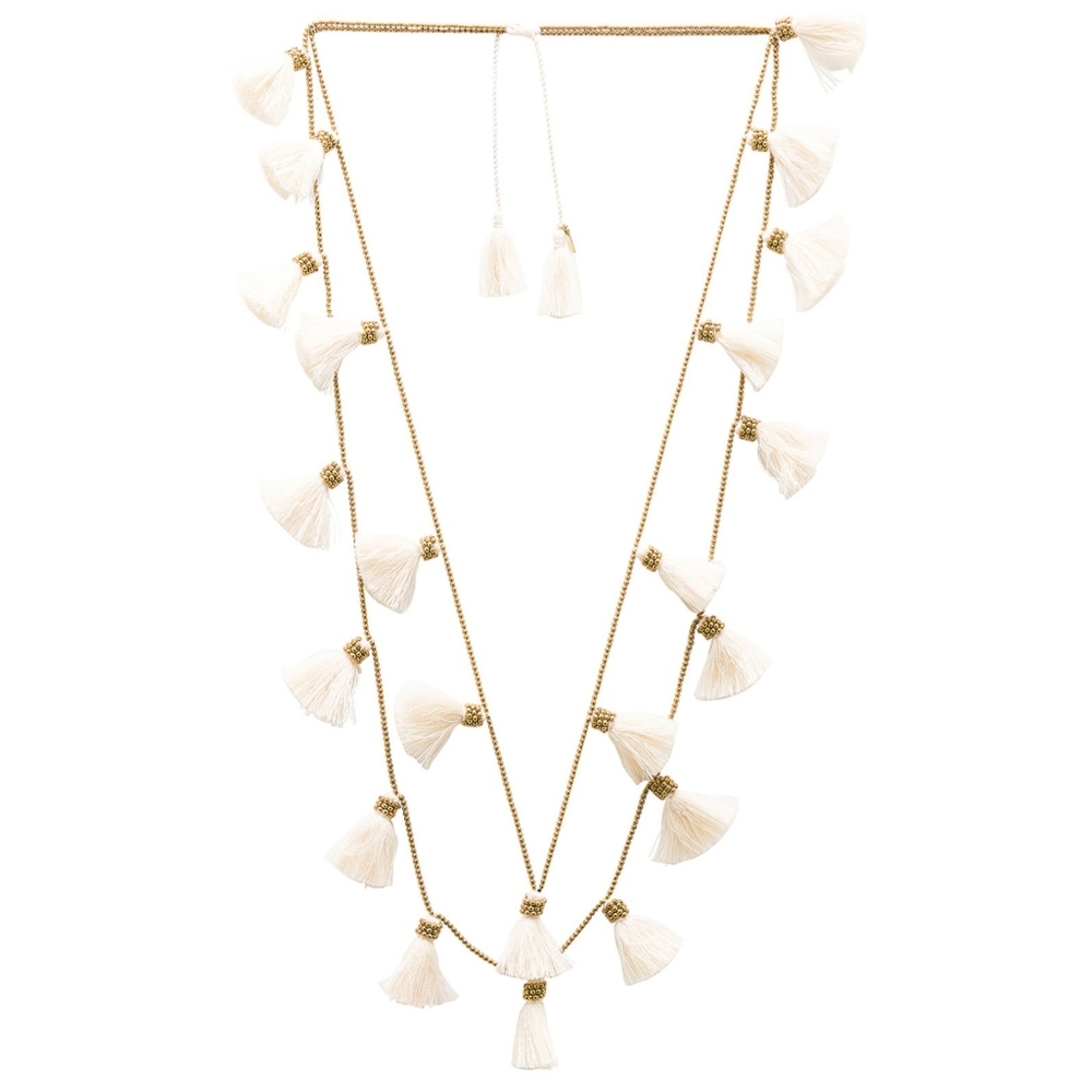 Natalie B Jewelry Dara Tassel Necklace Gold Ivory